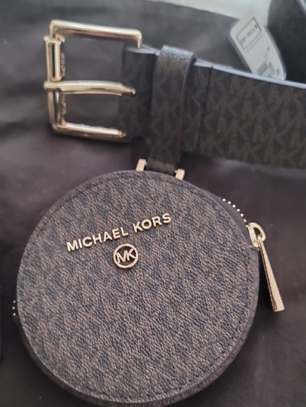 Michael Kors Brown Logo Belt Set with Coin Pouch and Card Wallet - Picture 2 of 4